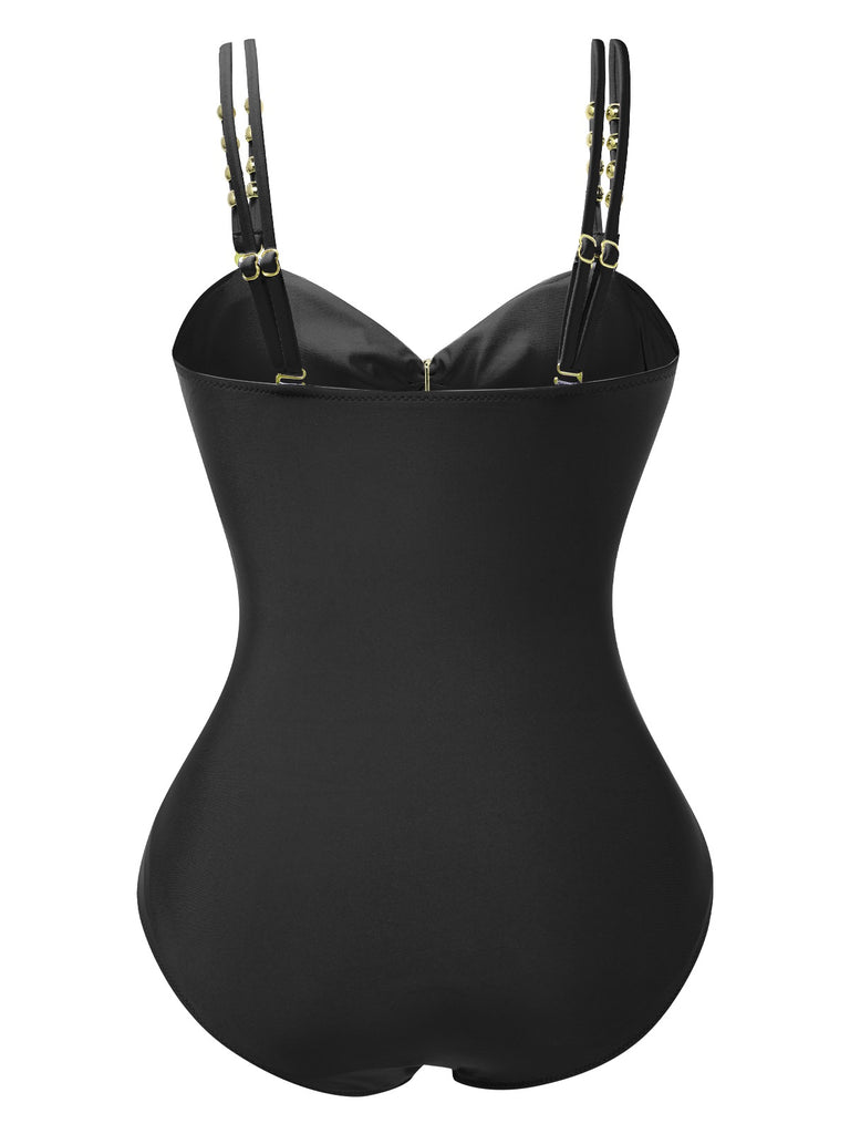1950s Metal Button Hollow OnePiece | 1950s | vintage swimsuit, retro beachwear