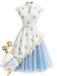 [Pre-Sale] Light Blue Grey 1950s Vintage Polka Dot Halter Dress 1
