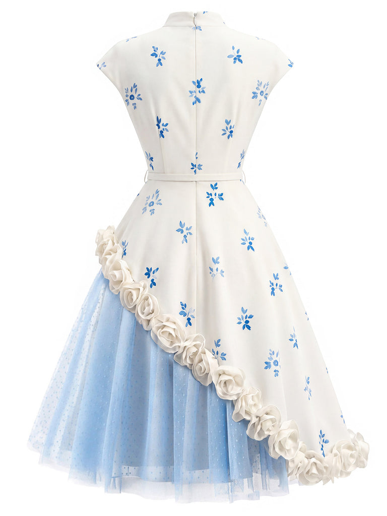 [Pre-Sale] Light Blue Grey 1950s Vintage Polka Dot Halter Dress 5