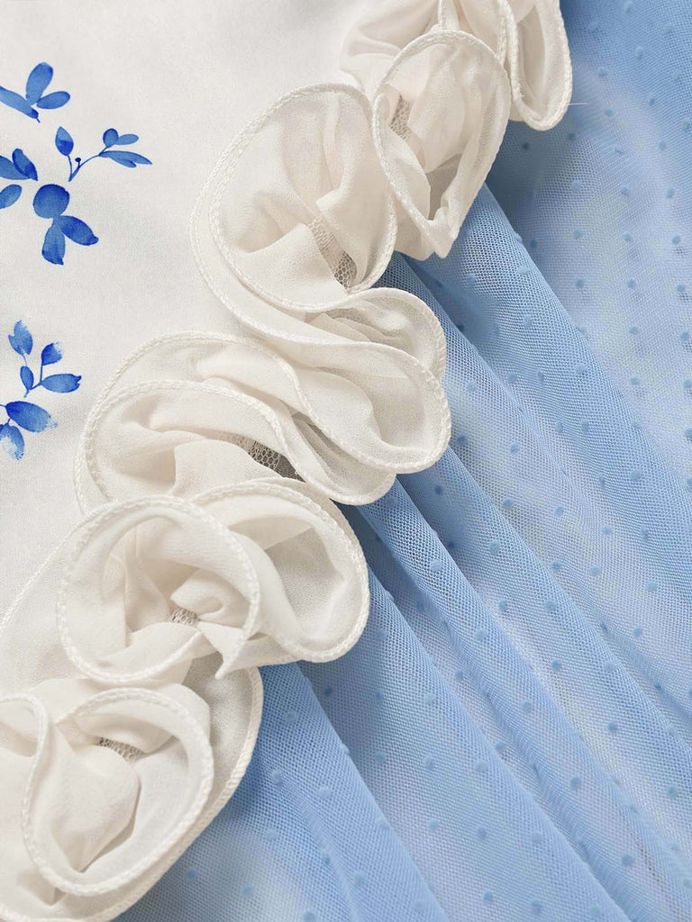 [Pre-Sale] Light Blue Grey 1950s Vintage Polka Dot Halter Dress 8