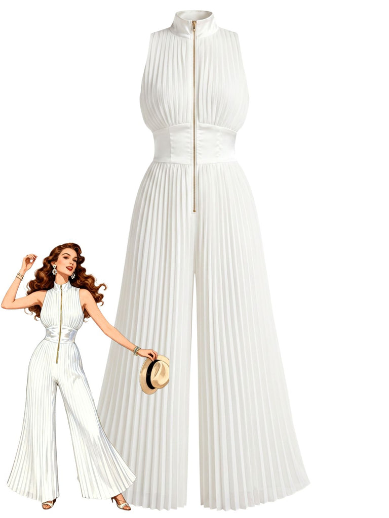 White 1950s Halter Vintage Classic Jumpsuit 3