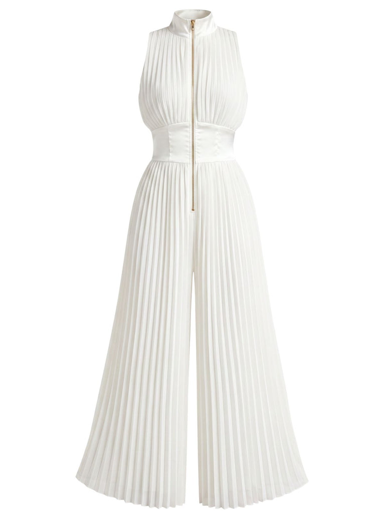 White 1950s Halter Vintage Classic Jumpsuit 4