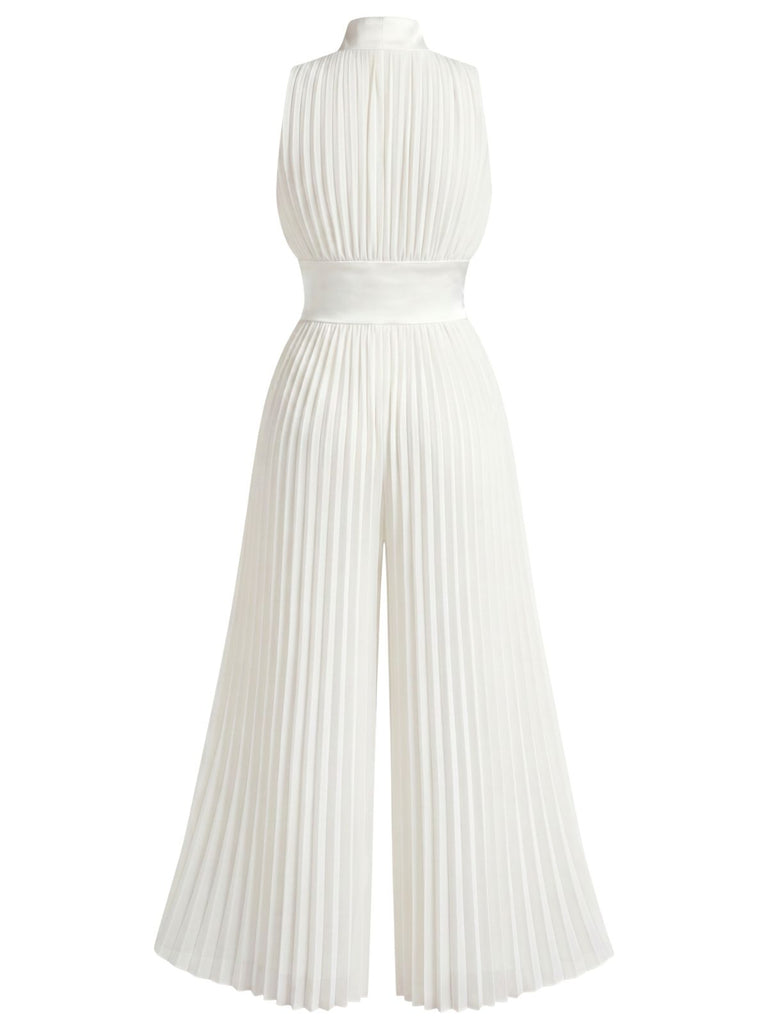 White 1950s Halter Vintage Classic Jumpsuit 5