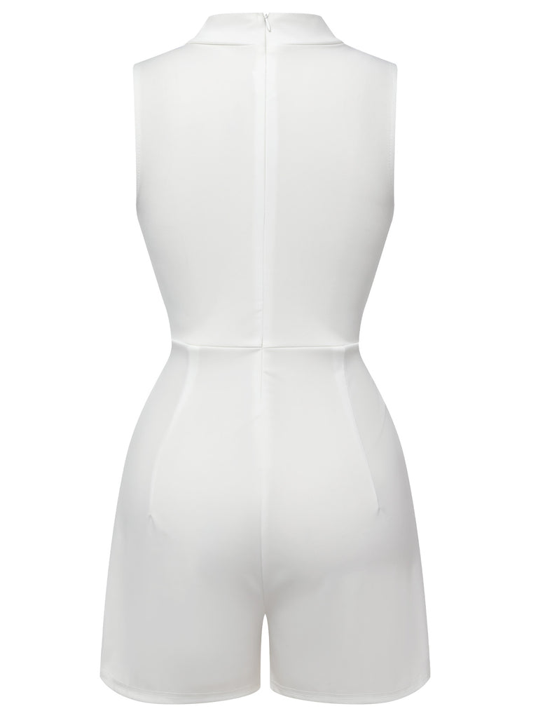 1950s Mock Neck Floral Embroidered Cutout Romper, vintage romper, retro jumpsuit - perfect for women who love vintage and retro fashion