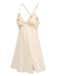 2PCS Apricot 1950s Floral Straps Slit Nightgown & Robe - vintage nightgown, retro sleepwear