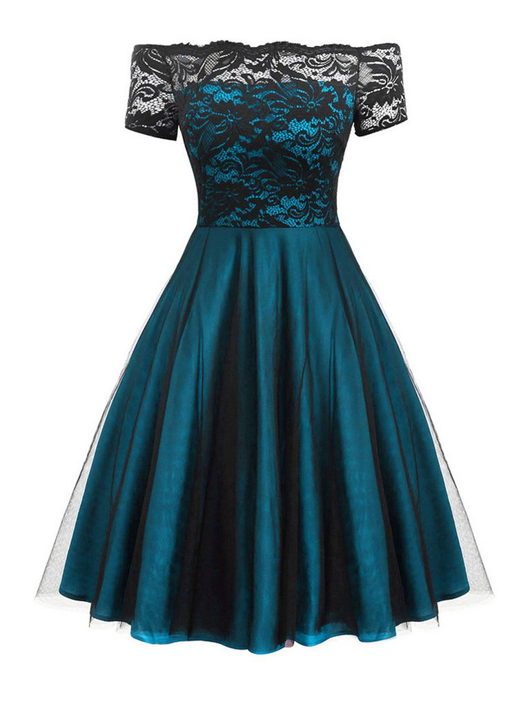 1950s Off Shoulder Lace Swing Dress | Retro Stage 1950s Off Shoulder Lace Swing Dress | Retro Stage