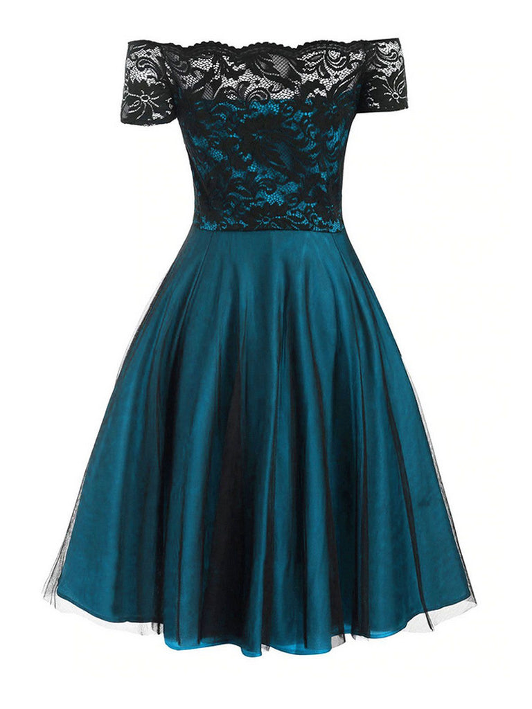 1950s Off Shoulder Lace Swing Dress | Retro Stage 1950s Off Shoulder Lace Swing Dress | Retro Stage