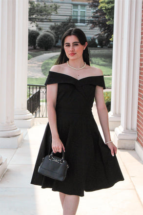 1950s Off Shoulder Swing Dress: timeless style reimagined
