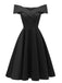 1950s Off Shoulder Swing Dress, classic 1950s style elegant retro fashion - Image 9