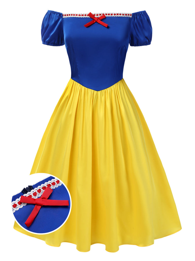 1950s Off-Shoulder Puff Sleeve Princess Bow Dress | Retro Stage 1950s Off-Shoulder Puff Sleeve Princess Bow Dress | Retro Stage