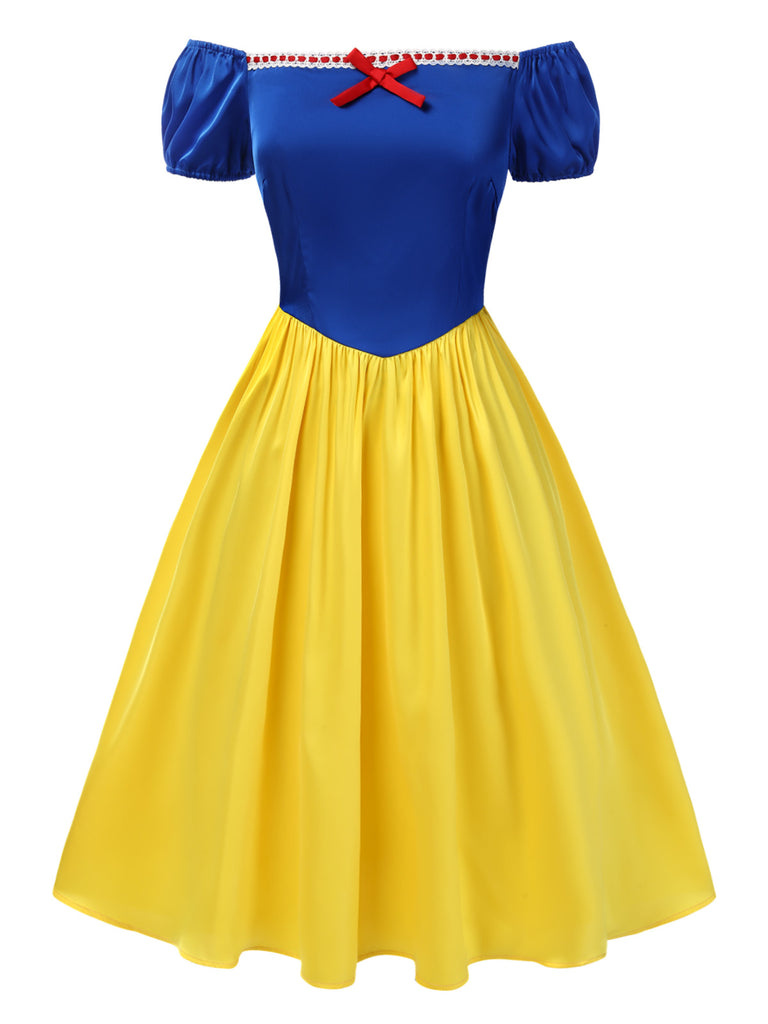 Halloween Costume Snow Fairytale White Princess Costume Off Shoulder Twirl Dress