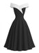 1950s Off-Shoulder Sleeveless ColorBlock Dress - vintage dress, retro fashion, rockabilly