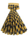 1950s Off-Shoulder Vintage Patchwork Plaids Dress: where 1950s romance meets her modern spirit