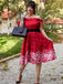 Red 1950s Off-shoulder Snowflake Dress, vintage dress, retro fashion, rockabilly, pin-up fashion - perfect for women who love vintage and retro fashion