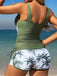 1950s Palm Tree Criss Cross Colorblock Tankini Set - vintage fashion, retro style