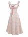 1950s Pastel Plaid Ruffled Bow Sweetheart Neck Swing Dress, vintage dress, retro fashion, rockabilly, pin-up fashion, women, elegant