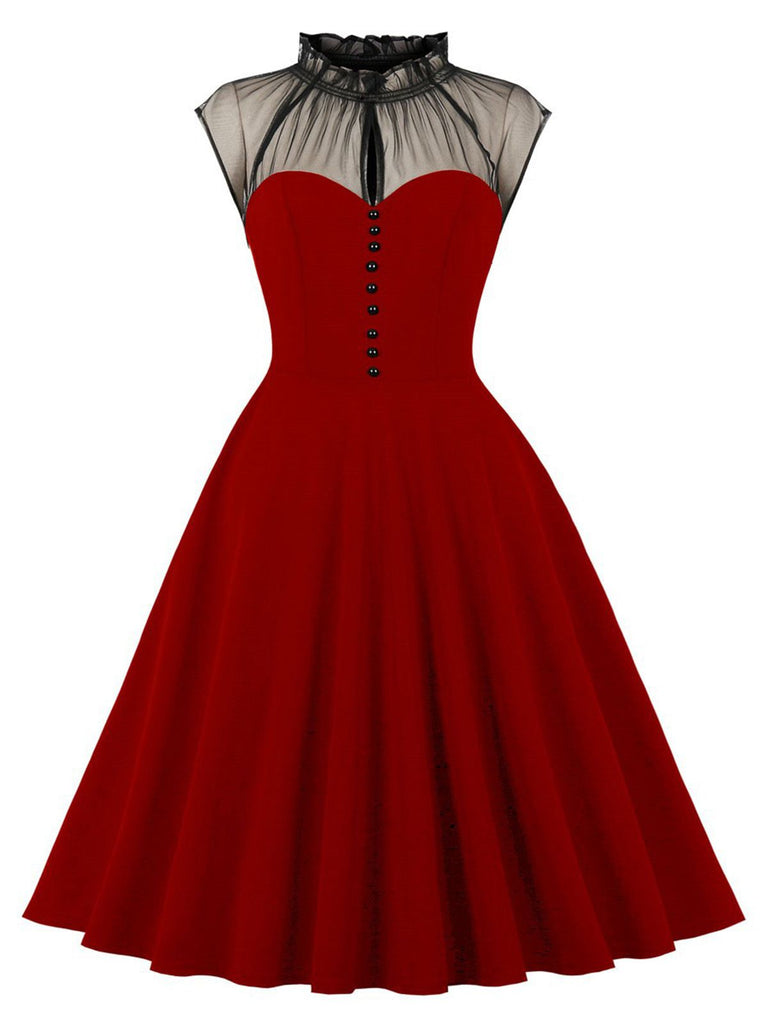 1950s Patchwork Flying Sleeves Swing Dress: timeless style reimagined