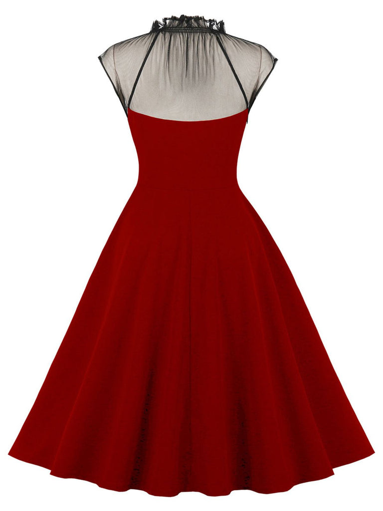 1950s Patchwork Flying Sleeves Swing Dress — vintage elegance for the modern woman