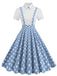 1950s Patchwork Lapel Collar Suspender Dress — a 1950s silhouette that turns sidewalks into runways