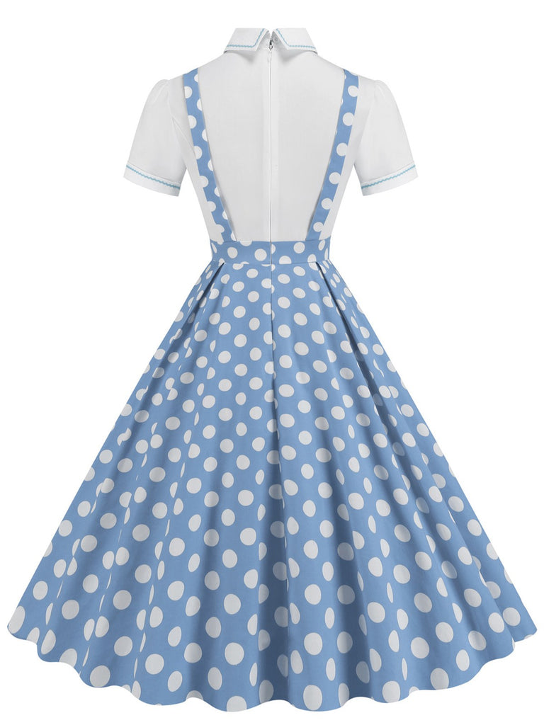 1950s Patchwork Lapel Collar Suspender Dress: where 1950s romance meets her modern spirit