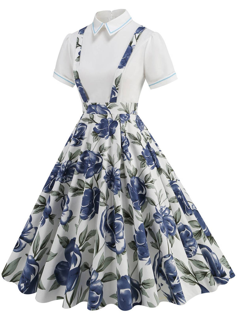 1950s Patchwork Lapel Collar Suspender Dress — the kind of 1950s dress that makes strangers smile