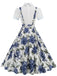 1950s Patchwork Lapel Collar Suspender Dress — a 1950s silhouette that turns sidewalks into runways