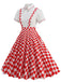 1950s Patchwork Lapel Collar Suspender Dress: where 1950s romance meets her modern spirit