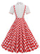 This 1950s Patchwork Lapel Collar Suspender Dress wraps her in 1950s elegance, one twirl at a time