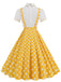 1950s Patchwork Lapel Collar Suspender Dress: where 1950s romance meets her modern spirit