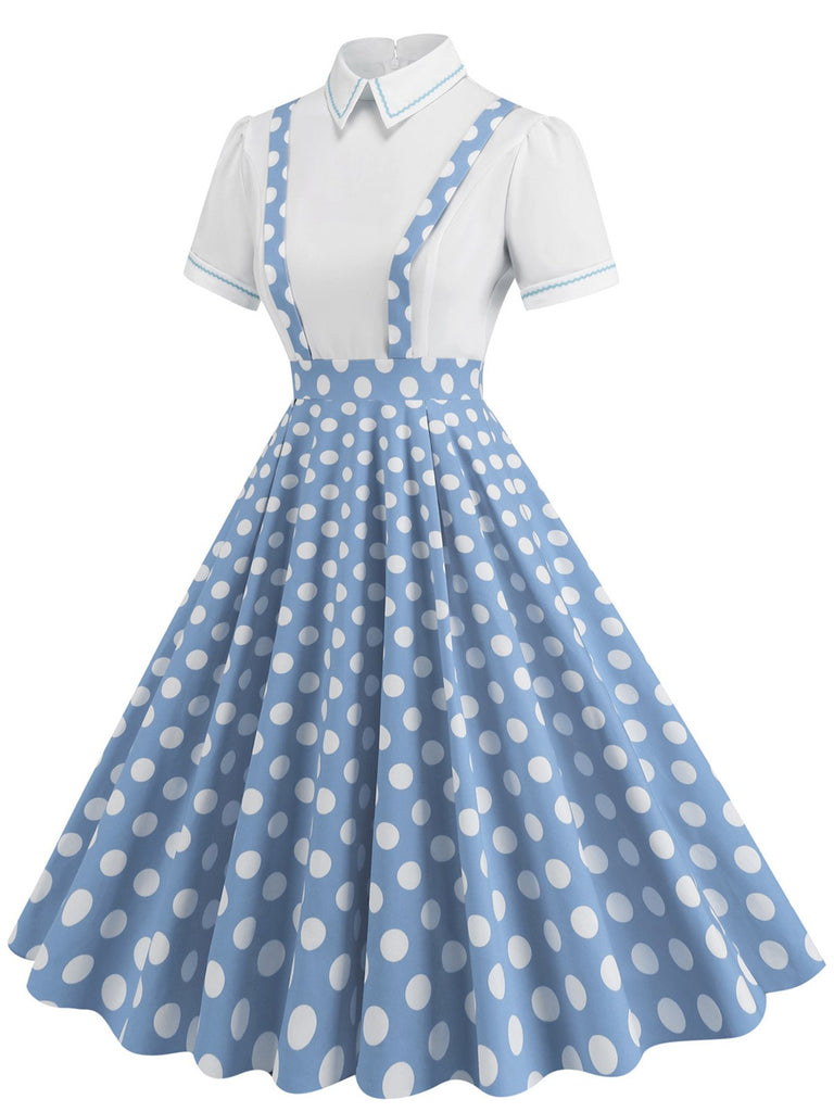 1950s Patchwork Lapel Collar Suspender Dress — the kind of 1950s dress that makes strangers smile