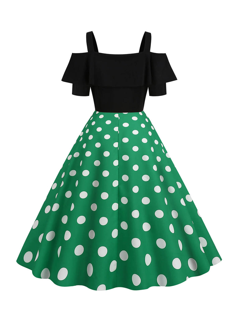 This 1950s Patchwork Polka Dot Strap Dress wraps her in 1950s elegance, one twirl at a time