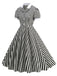 1950s Peter Pan Collar Black & White Stripes Dress: where 1950s romance meets her modern spirit