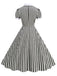 This 1950s Peter Pan Collar Black & White Stripes Dress wraps her in 1950s elegance, one twirl at a time