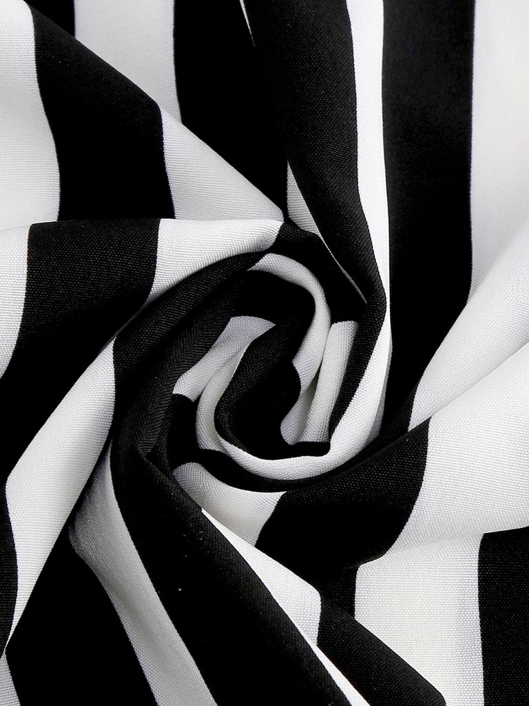 1950s Peter Pan Collar Black & White Stripes Dress — the kind of 1950s dress that makes strangers smile