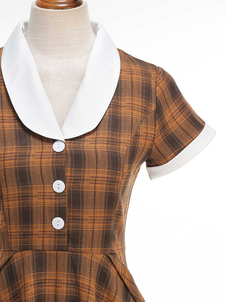 1950s Peter Pan Collar Plaid Swing Dress - vintage dress, retro fashion, rockabilly