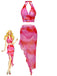 Pink 1950s Gradient Halter Tankini Set & Asymmetric Cover-Up - vintage fashion, retro style