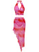 Pink 1950s Gradient Halter Tankini Set & Asymmetric Cover-Up - vintage fashion, retro style