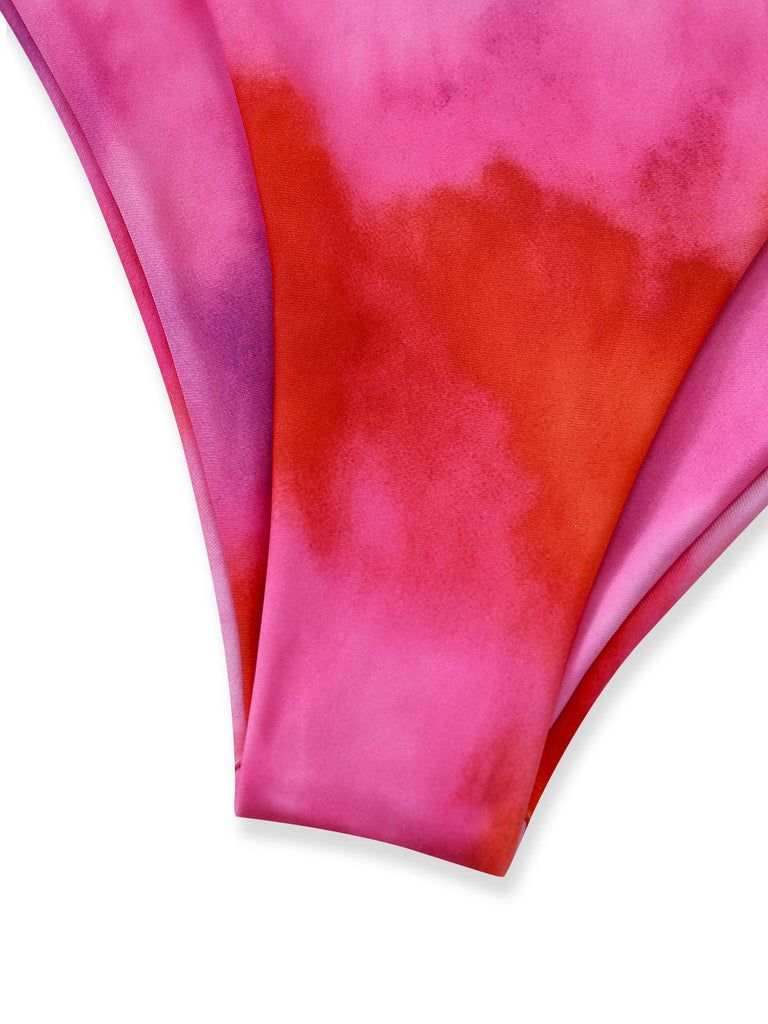 Pink 1950s Gradient Halter Tankini Set & Asymmetric Cover-Up - vintage fashion, retro style
