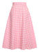 1950s Pink Plaid Button Skirt With Belt, vintage skirt, retro style - perfect for women who love vintage and retro fashion