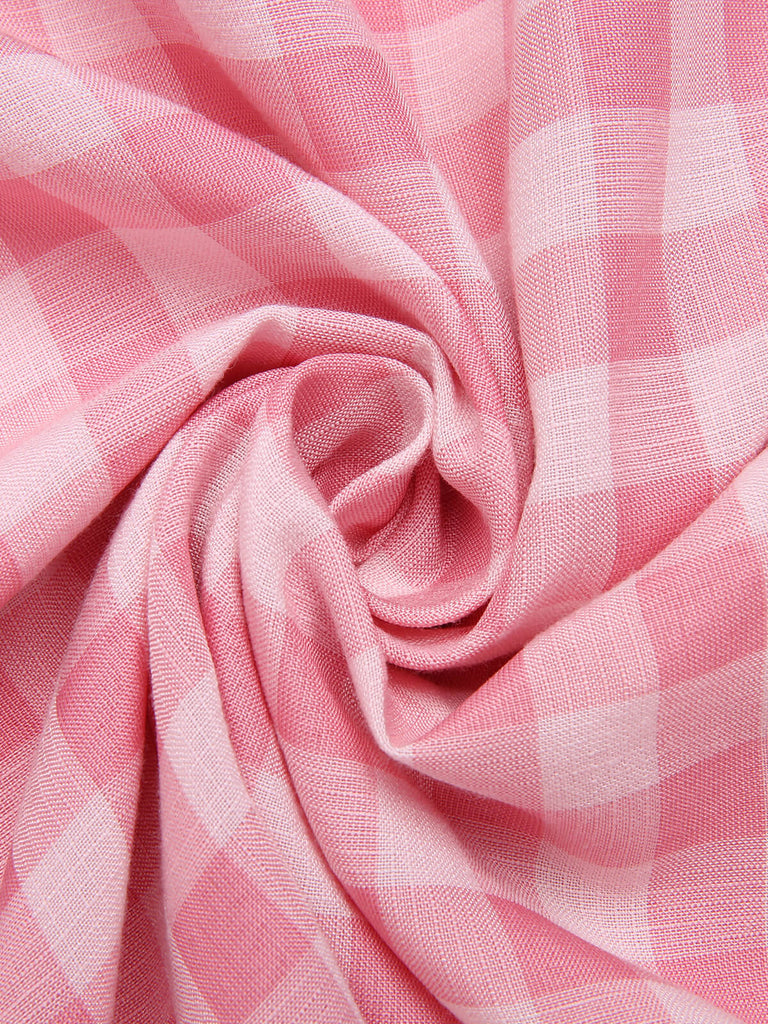 1950s Pink Plaid Button Skirt With Belt, vintage skirt, retro style - perfect for women who love vintage and retro fashion