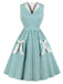 She slips into this 1950s Plaid Bow Pockets Lapel Dress and suddenly it's a 1950s daydream