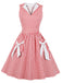 1950s Plaid Bow Pockets Lapel Dress — a 1950s silhouette that turns sidewalks into runways
