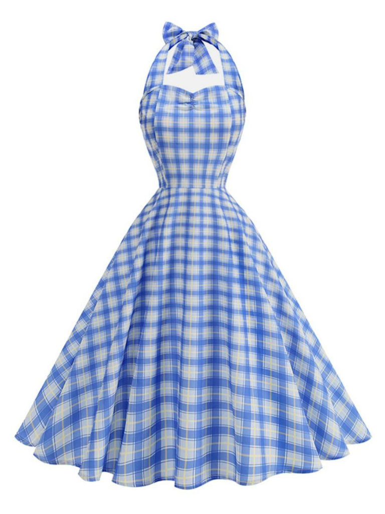1950s Plaid Halter Sweetheart Neck Dress 1950s Plaid Halter Sweetheart Neck Dress