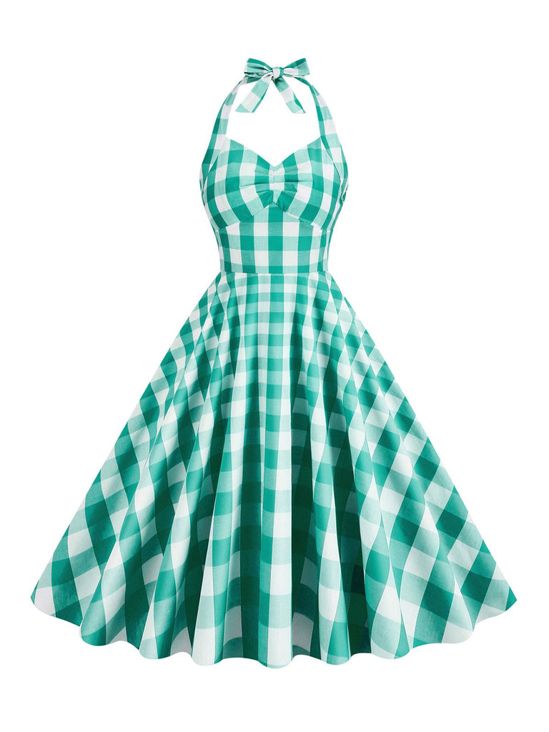 1950s Plaid Halter Swing Dress | Retro Stage