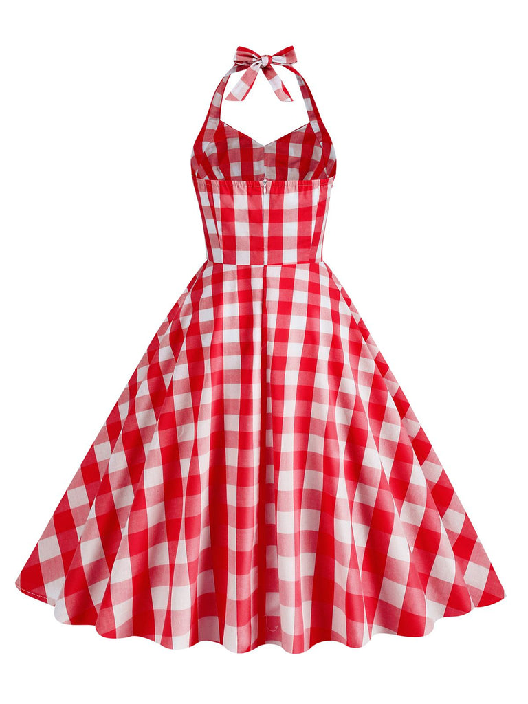1950s Plaid Halter Swing Dress: timeless style reimagined