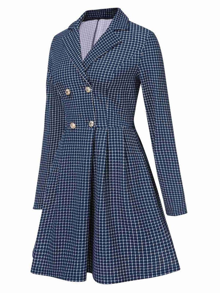 1950s Plaid Notch Lapel Double Breasted Coat, vintage coat, retro outerwear - perfect for women who love vintage and retro fashion
