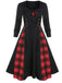 She slips into this 1950s Plaid Patchwork Gothic Pleated Dress and suddenly it's a 1950s daydream