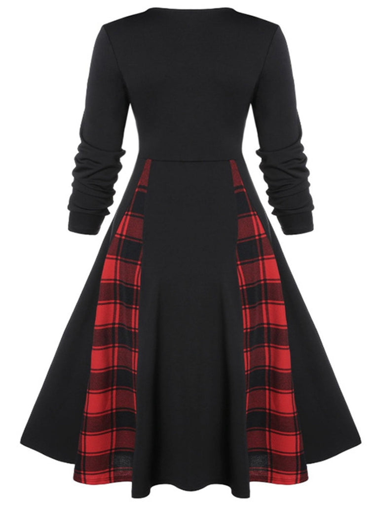 1950s Plaid Patchwork Gothic Pleated Dress: where 1950s romance meets her modern spirit