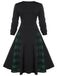 1950s Plaid Patchwork Gothic Pleated Dress — a 1950s silhouette that turns sidewalks into runways