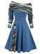 1950s Plaid Patchwork Lace-Up Off-Shoulder Dress — vintage elegance for the modern woman